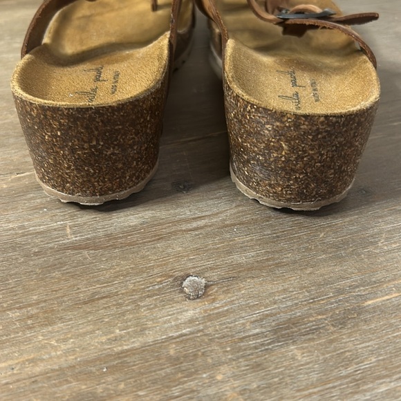 Mila Paoli Italy Leather Braided Strap Cork Wedge Sandals Shoes Tan Size 9 - Picture 9 of 16